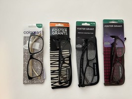 LOT OF 4 FOSTER GRANT  READING GLASSES +1.75 NEW WITH CASE - $20.82