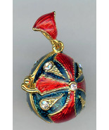 Russian Faux Pendant Red cross like w/Dark Blue b/g w/crystals, inside a... - $54.66