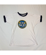 Vintage CBS Radio FM 97 White Ringer T-Shirt Size Large 1980s USA Made - $453.68 MXN