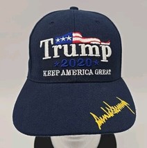 Trump MAGA 2020 Signature 45th President Adj Hook &amp; Loop Blue Cap Hat - $22.05