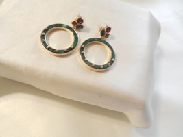 Laundry by Shelli Segal 1-3/4&quot; Gold-Tone Enameled Circle Drop Earrings F461 $40 - £13.03 GBP