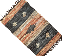 Leather Hearth Rug for fireplace, fire-resistant mat, BLACK ORANGE BEIGE Stars - £116.46 GBP