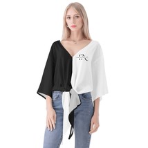 Black And White V-neck Streamers Top - £29.47 GBP