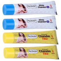 COMBO of 4 - 50 Gms Hari Darshan Peela Chandan Tika Yellow Sandalwood Wet Paste - £23.06 GBP