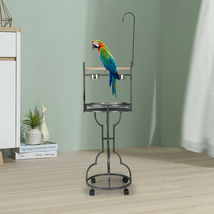72&quot; Parrot Perch Playstand Bird Play Stand Toy Hook Rolling Wheel Wrought Iron - £55.94 GBP