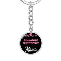 Dog Mom Keyring Miniature Bull Terrier Mama Circle Keychain Stainless Steel Or 1 - £43.02 GBP