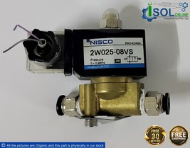 Nisco 2W025-08VS Pneumatic Solenoid Valve 0-0.9MPa Brass 2WS-Coil-S-DC24V - £308.69 GBP