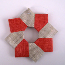 Origami Wreath Christmas Ornament Beige Red Textured Wallpaper - $16.00