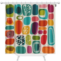 Geometric Shapes Shower Curtains Retro Style Shapes Vintage Multicolored Fashion - $33.99