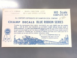 Vintage Champ Decals No. BRH-470 CB&amp;Q Caboose Red &amp; Black Stripes Lettering HO - £11.74 GBP