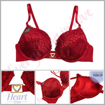Add 2 Cup Sizes Extreme Ultimate Padding Lace Heart Trim Sexy Red Push U... - $15.99
