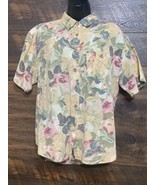 Sadlebred Button Down Shirt Women&#39;s Large Watercolor Pastel Floral  Line... - €11,66 EUR