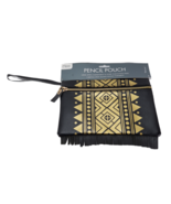 Mead Glam Metal Faux Leather Metallic Gold Zippered Pencil Pouch with Strap - $7.54 CAD