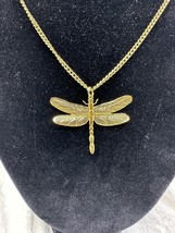 Dragonfly Necklace Filigree Mesh Gold Tone New - $14.00 CAD