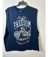 Way To Celebrate Patriotic Freedom Rider Motorcycle Muscle Blue T Shirt ... - $27.06 CAD