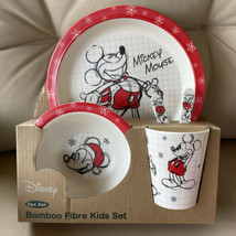 Disney Sketchbook Mickey Mouse Christmas Holiday Melamine Child Dishes Kid Set - £27.96 GBP