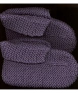  PURPLE HAND KNITTED SLIPPERS - £6.39 GBP