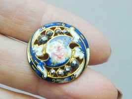 French Champleve Enamel Steel Cut Open Work Button Roses 1800&#39;s - £40.05 GBP