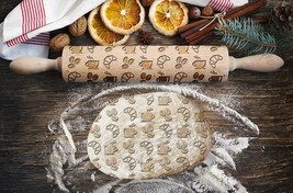 Engraved rolling pin. Original shape. COFFEE pattern. Laser Engraved for... - £21.78 GBP