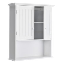 Wall Mount Bathroom Cabinet Wooden Medicine Cabinet Storage Organizer With 2-Doo - £107.83 GBP