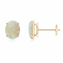 ANGARA Natural Opal Oval Solitaire Stud Earrings in 14K Gold (Grade-AAA, 8x6mm) - £376.07 GBP