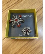 NEW Liz Claiborne Christmas Snowflake Duo Brooch Pin Xmas Holiday  KG JD - €17,12 EUR