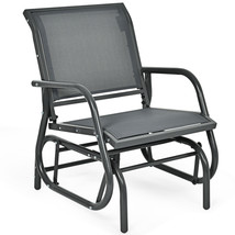 Outdoor Single Swing Glider Rocking Chair Armrest Garden Porch Backyard Grey - £135.88 GBP
