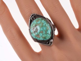 sz13 Vintage Navajo sterling and turquoise ring - $341.55