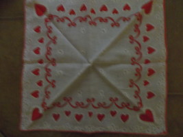 Valentine Heart Handkerchief - Vintage - $15.00