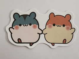 Two Hamster Like Rodents Holding Hands Sticker Decal Super Cute Embellishment - £1.79 GBP