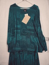 Citiknit 2 Pc Womens Top Skirt Qvc Size 1X Acetate Blend Green - $35.71