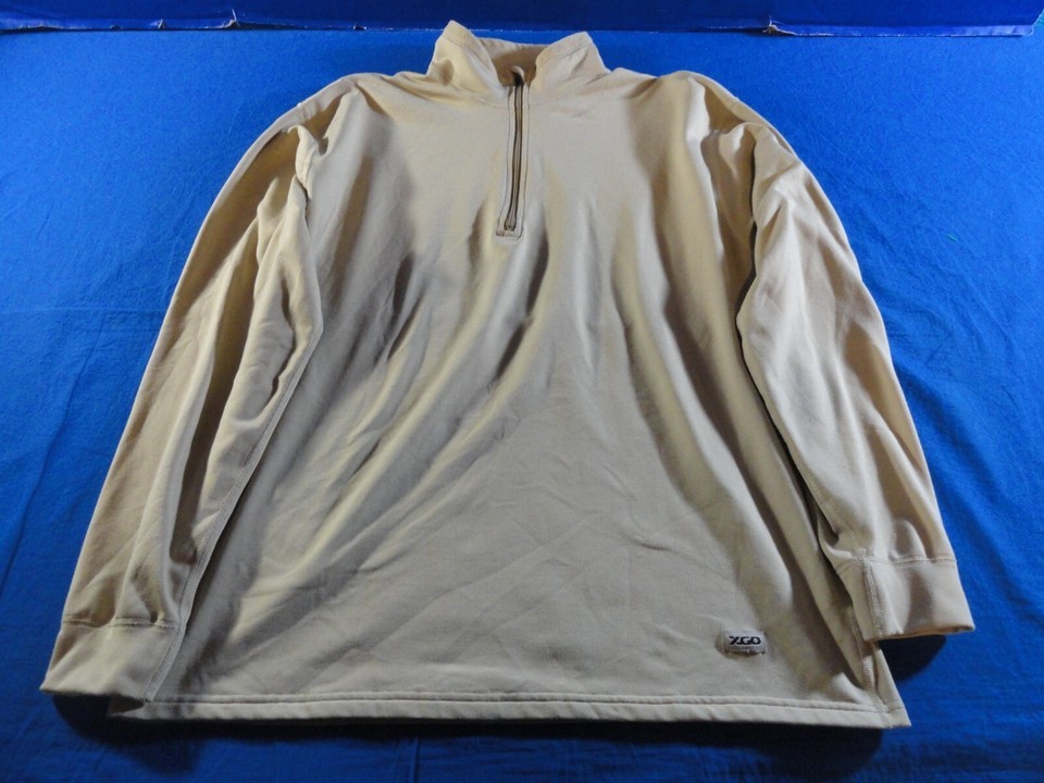 XGO TECHNICAL APPAREL BASE LAYER QUARTER ZIP TAN PULLOVER THERMAL SHIRT L - $19.88
