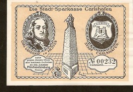 Germany Notgeld Die Stadt Sparkasse Carlshafen 75 Pfennnig Carl Landgraf - £3.27 GBP