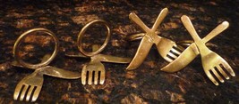 VINTAGE SILVERPLATE NAPKIN RINGS FORK &amp; KNIFE SET OF 4 - $219.20 MXN