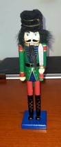 9&quot; Nutcracker Big Hat Guard with Sword Green outfit with Red Pants Wood. - $8.44