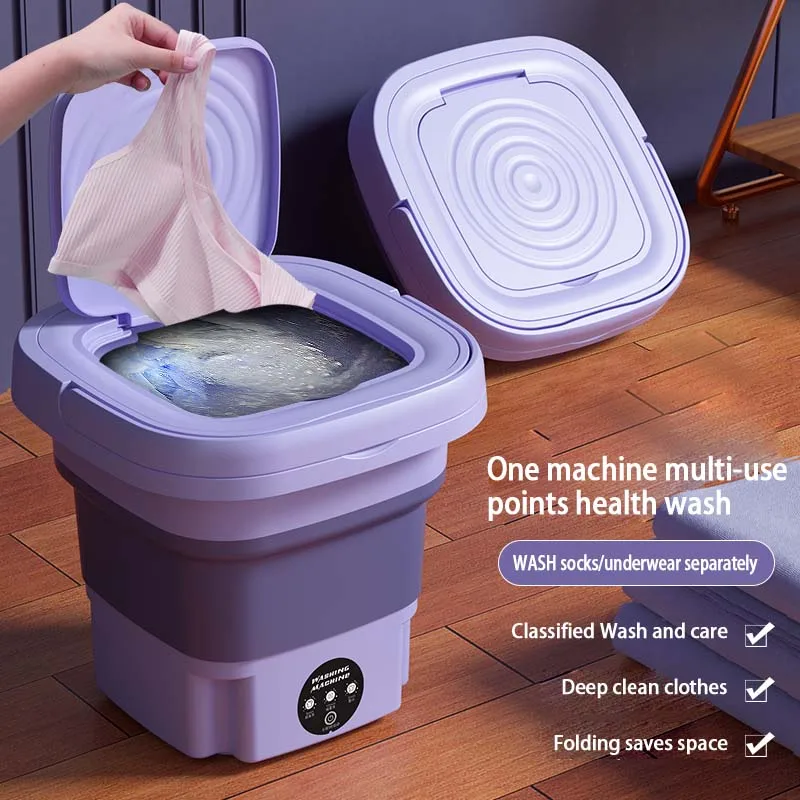 8L Foldable Mini Washing Machine With Spin Dryer Automatic Underwear Sock - £51.96 GBP