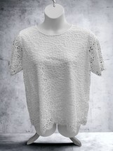 Philosophy Solid White Lace Short Sleeve Lined Keyhole Pullover Tunic NEW XL - $37.60