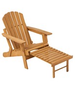 Outdoor Wood Folding Adirondack Chair with Ottoman Patio Deck - $2,409.28 MXN
