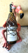 Direct Connection Flamingo Wine Holder - Bottle Holder w/matching Bottle Cap 12&quot; - £38.85 GBP