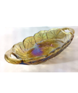 Vintage CARNIVAL INDIANA GLASS Amber Candy Nut RELISH DISH Gold Sunflowe... - $234.41 MXN