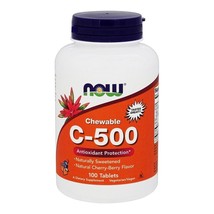 NOW Foods Vitamin C500 Chewable Cherry-Berry 500 mg., 100 Chewable Tablets - £11.26 GBP