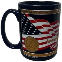 Vintage Boeing C-17 Airplane Aircraft Cobalt Blue Ceramic Coffee Mug Flag - $14.49