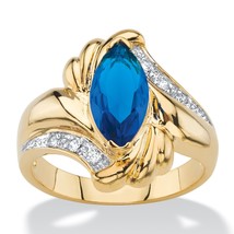 Marquise Cut Sapphire Cz Accent Bypass 14K Gold Gp Ring Size 6 7 8 9 10 - £63.25 GBP