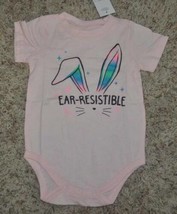 Girls Bodysuit Easter Pink Ear Resistable Short Sleeve Crew Snap-sz 18 m... - $7.43