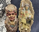 Vtg 1970’s Native American Resin Wall Plaques 8&quot;-10”FAUX TREE BARK India... - $18.81