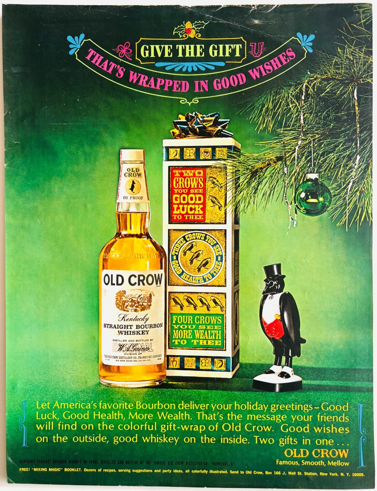 1965 Old Crow Whiskey Advertisement Vintage Distillery Liquor Christmas DWYY3 Item image 2