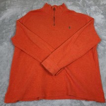 Polo Ralph Lauren Men’s 2XL Cotton Quarter Zip Orange Sweater Pullover - £17.59 GBP