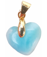 natural  blue HEART LARIMAR carved Gemstone pendant (lh-31) - $12.90
