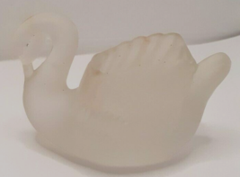 Frosted Glass Swan 4 Inches Long Figurine Trinket Dish Vintage - £8.19 GBP