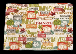 Tapestry Placemats 13&quot; x 18&quot; Harvest Autumn Fall Words Thanksgiving Set Of 2 - £14.62 GBP